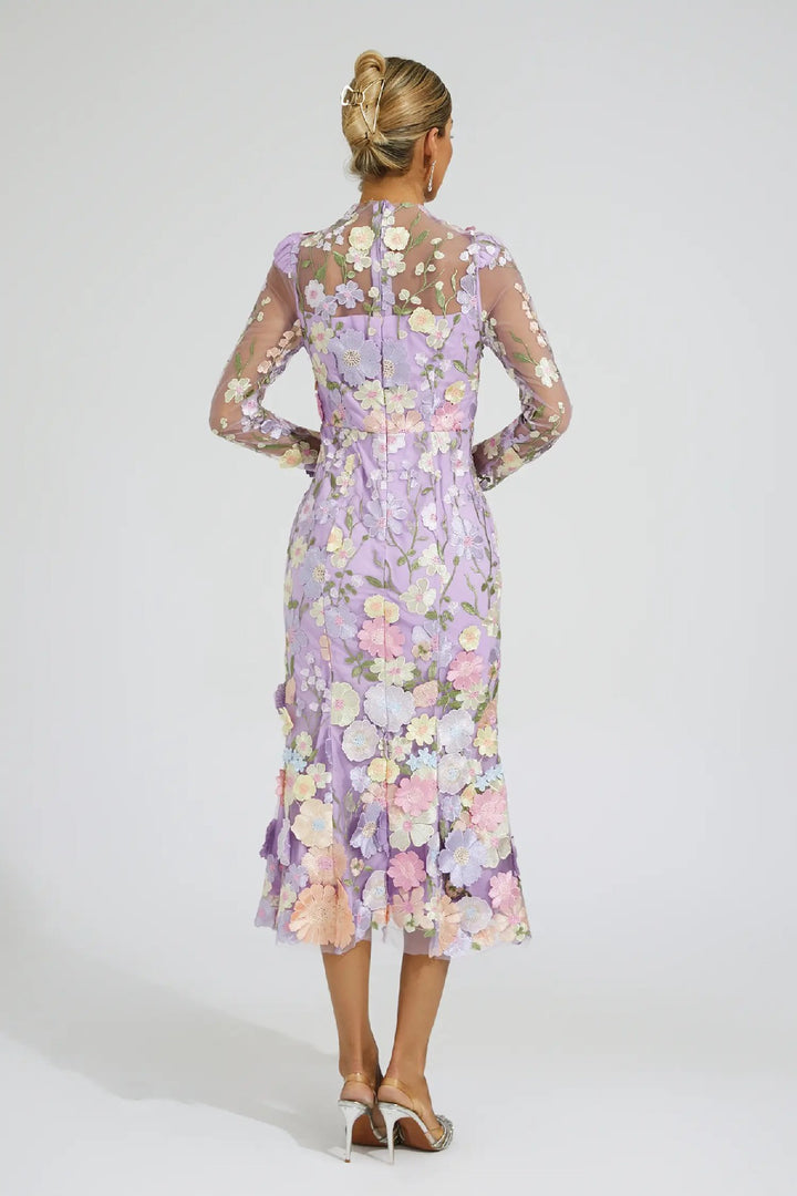 Elegant Embroidered Three-dimensional Flower Dress