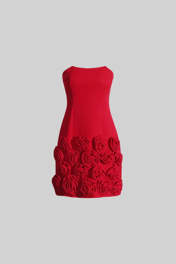 Red Rose Sleveless Mini Dress