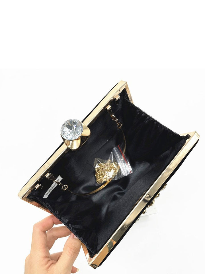 Velvet Sunflower Handheld Diamond Evening Party Clutch