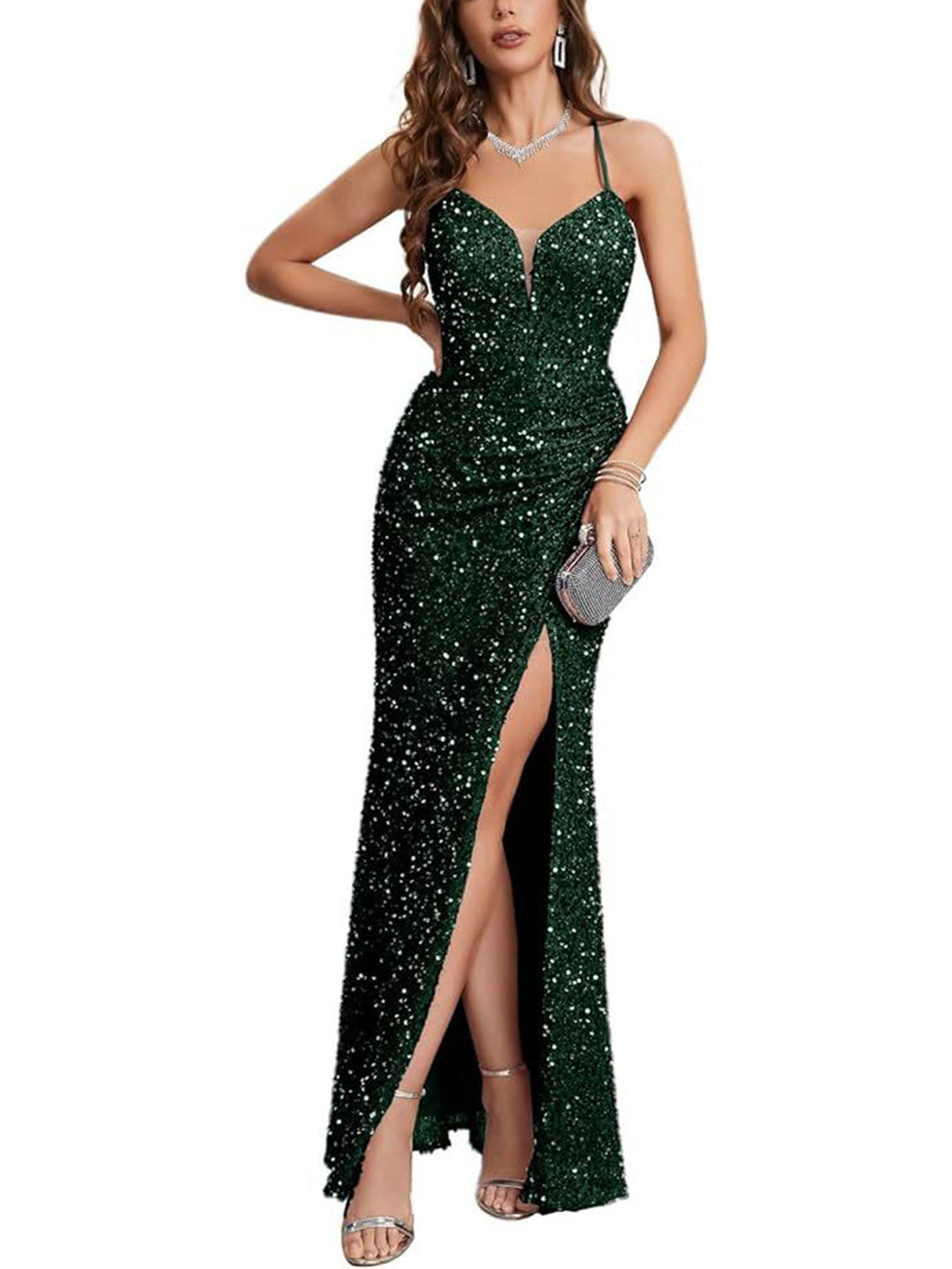 Elegant Suspender Sequin Maxi Dress