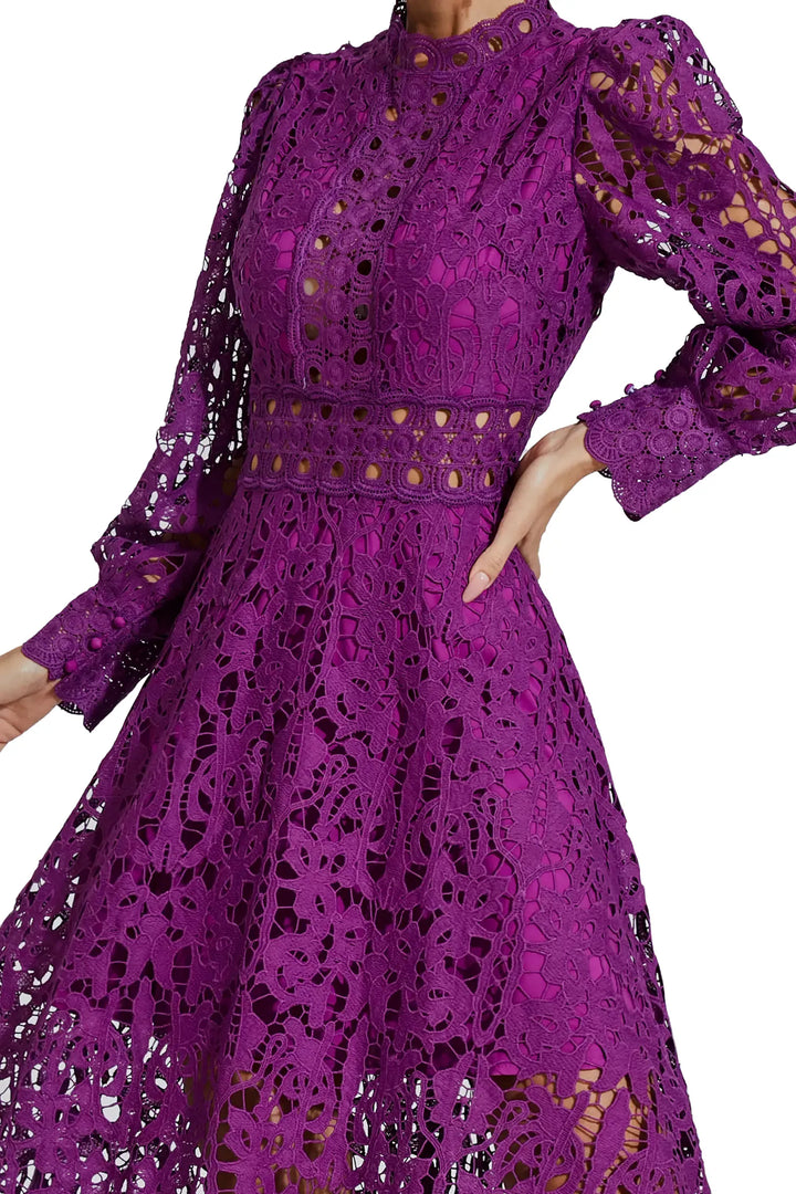 Monroe Purple Hollow Long Sleeve Maxi Dress