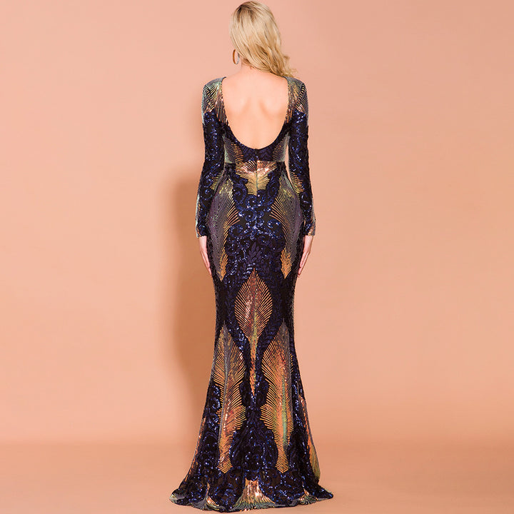 Fashion Irregular Sequin Maxi Dress