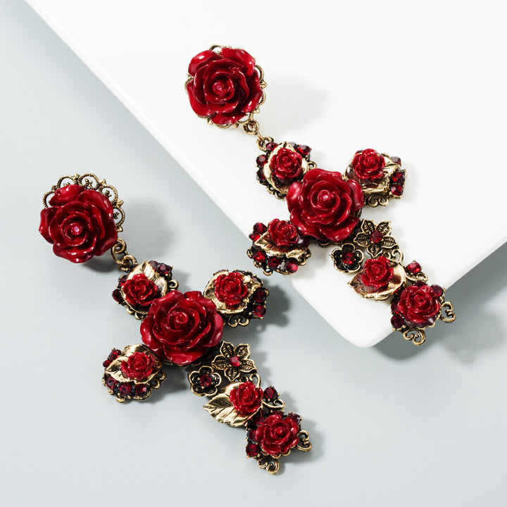 Rose Cross Earrings