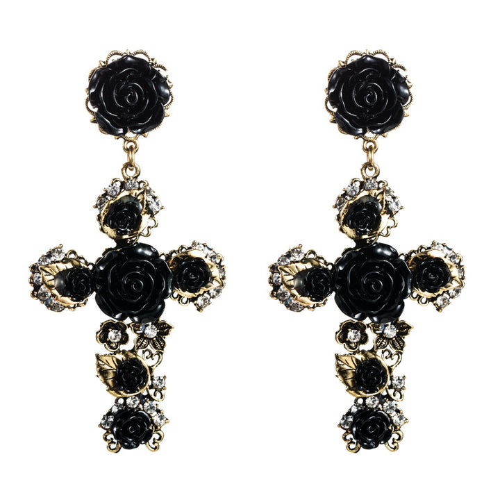 Rose Cross Earrings