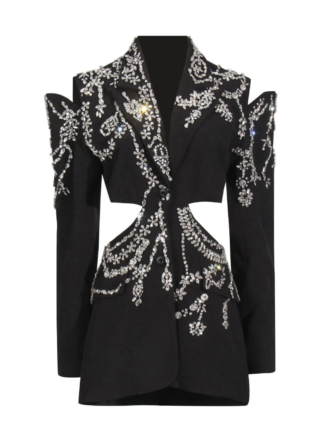 Diamond-embellished Cutout Blazer