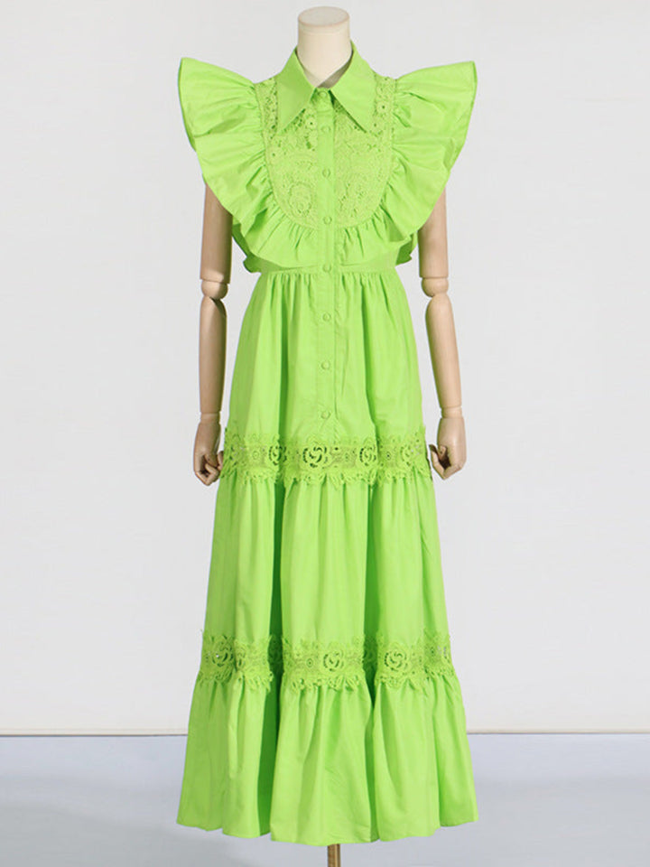 Temperament Lace Embroidered Ruffle Dress