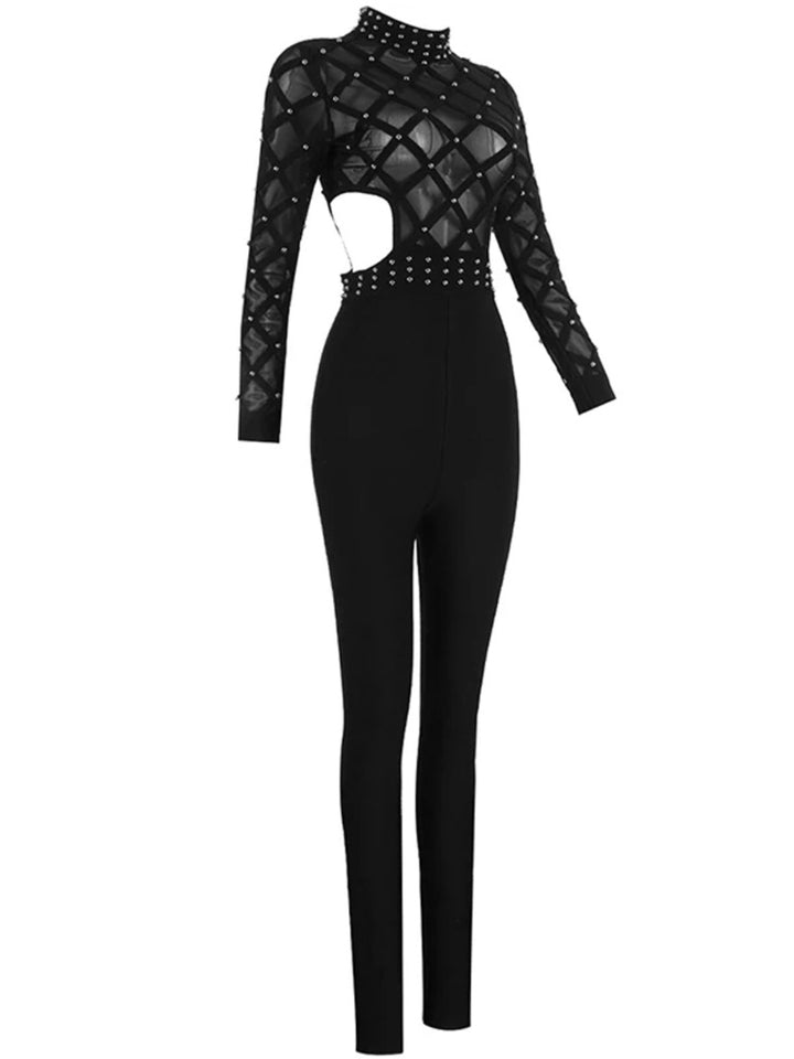 Carr Black Beaded Cut Out Jumpsuit