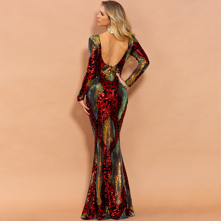 Fashion Irregular Sequin Maxi Dress