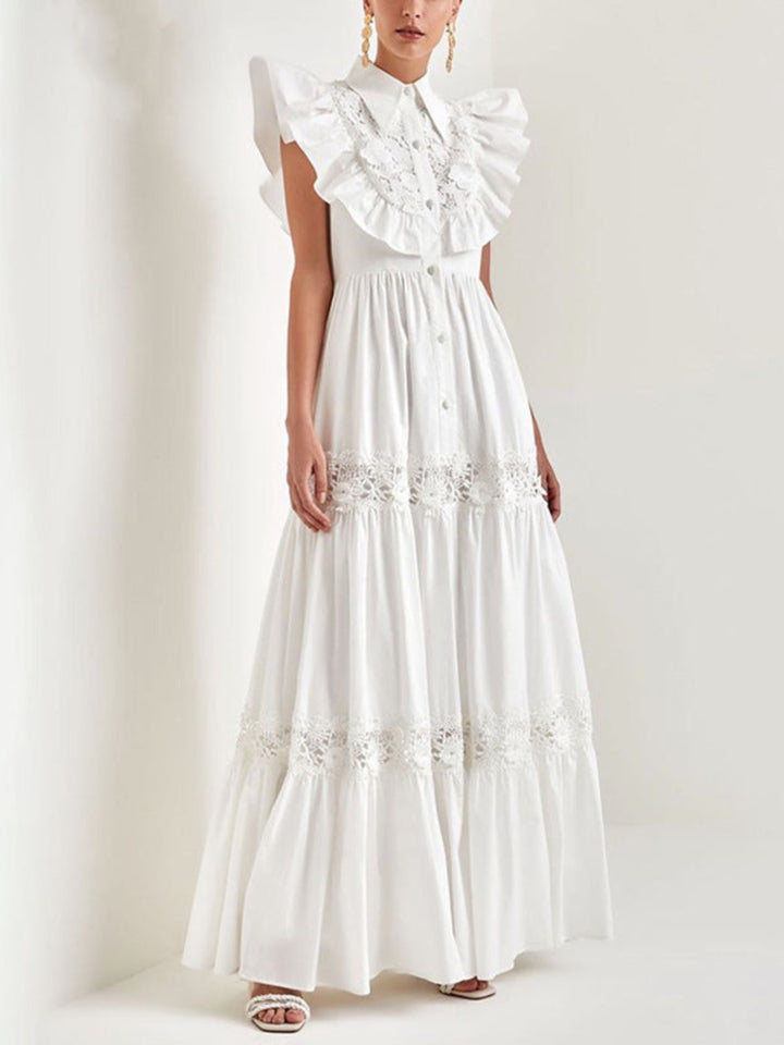 Temperament Lace Embroidered Ruffle Dress