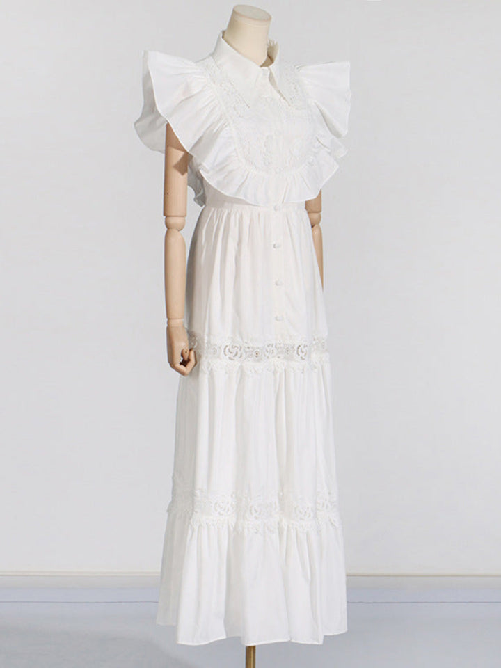 Temperament Lace Embroidered Ruffle Dress