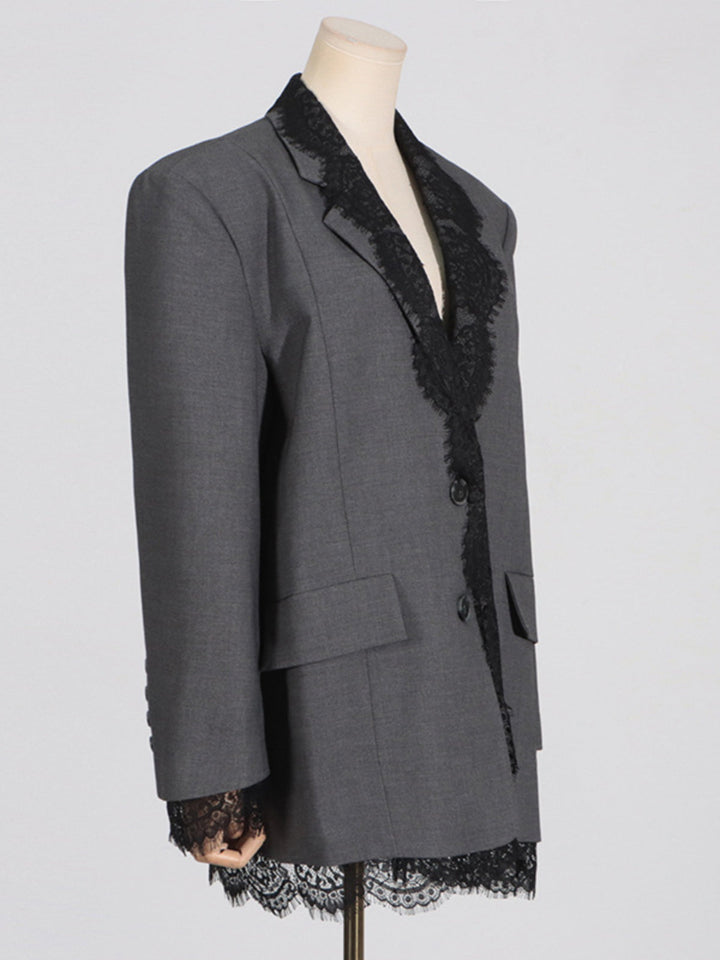 Lace Spliced Blazer