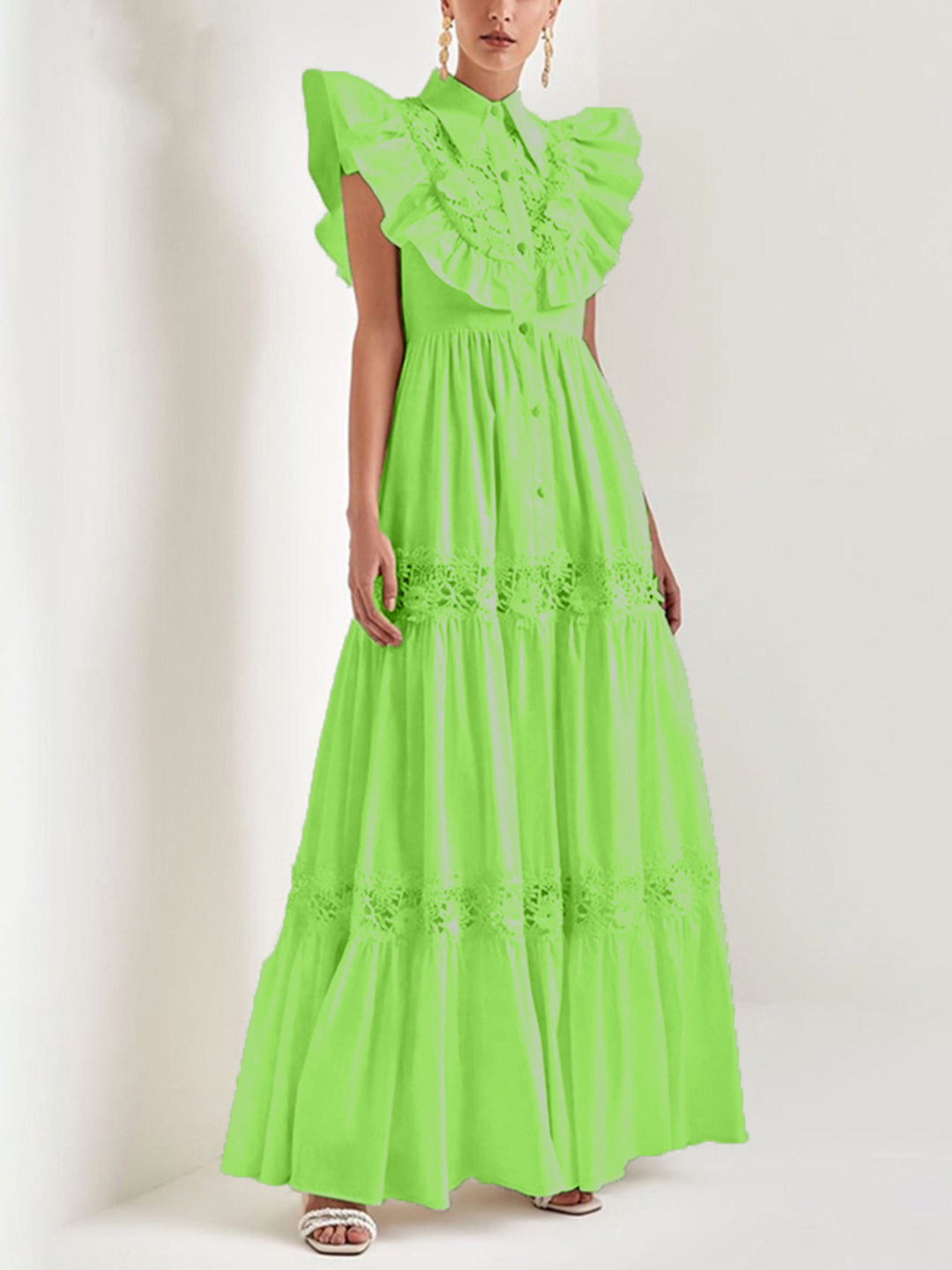 Temperament Lace Embroidered Ruffle Dress