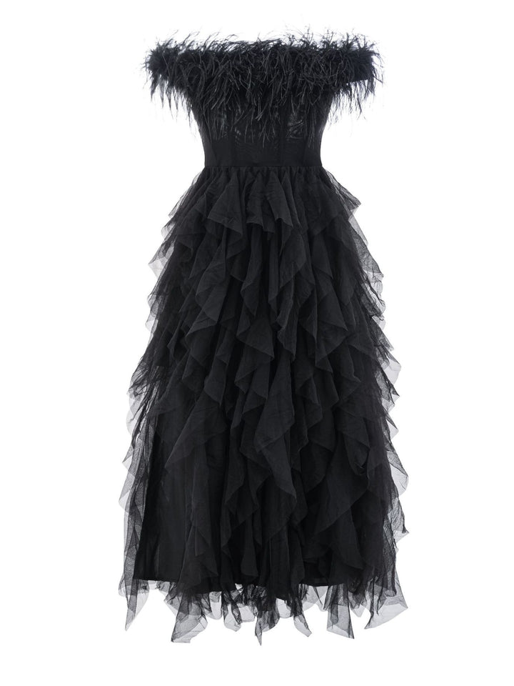 Jennifer Mesh Fabric Feather Dress