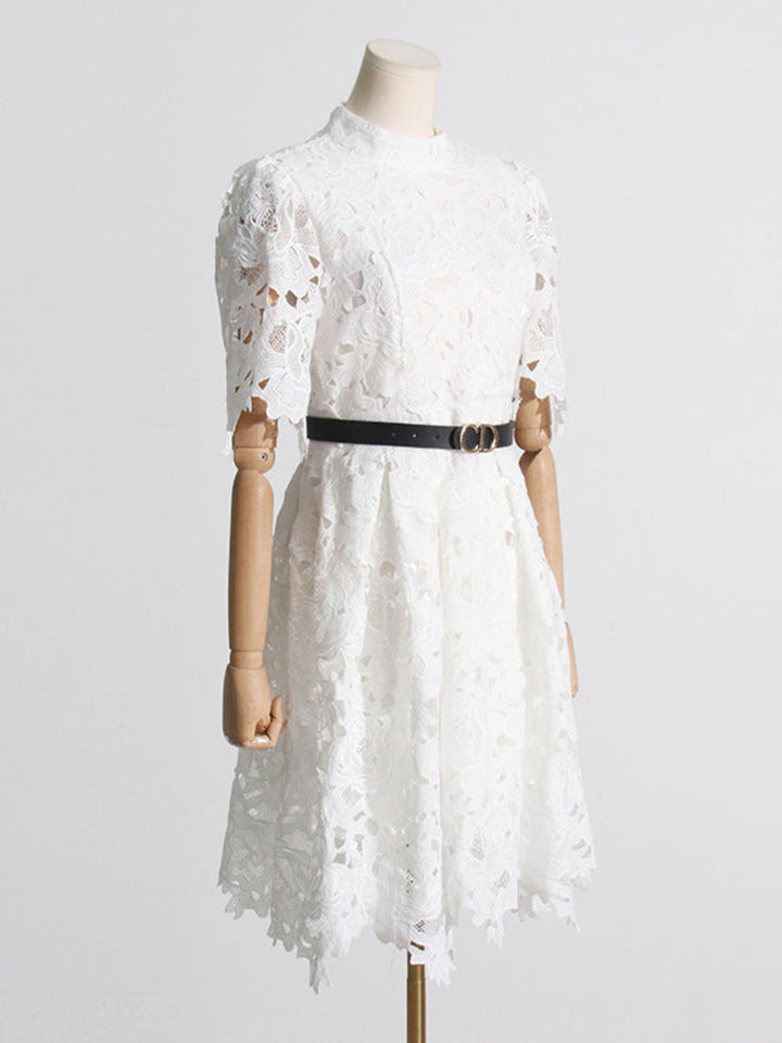 Elegant Stitched Lace Mini Dress