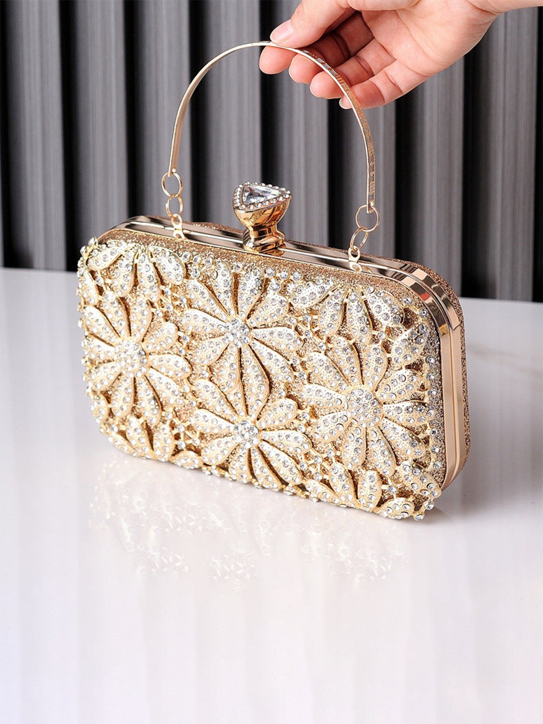 Flower Rhinestone Dress Bag Handheld