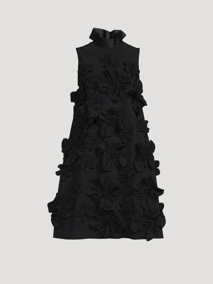 Elegant Three-dimensional Flower Sleeveless Mini Dress