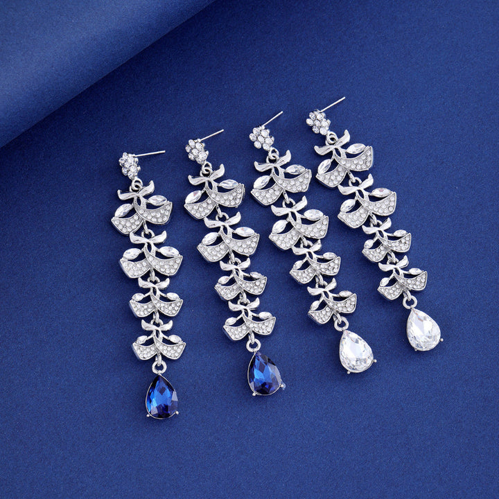 Temperament Diamond Leaf Fringed Earrings