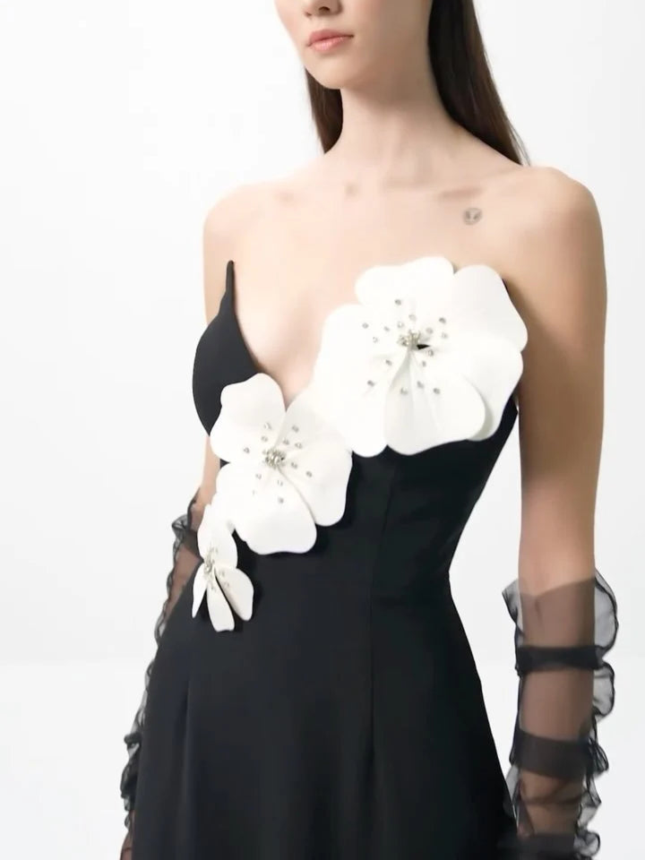 Temperament Halter Flower Dress