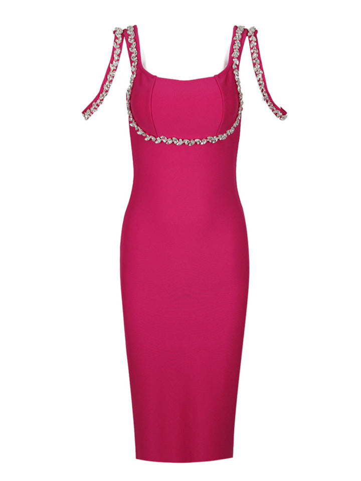 Amelia Rose Red Beaded Midi Dress