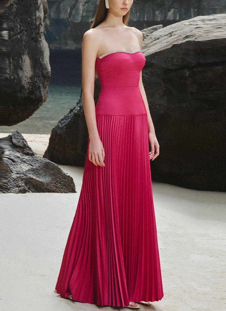 Vivian Rose Red Off-Shoulder Maxi Dress