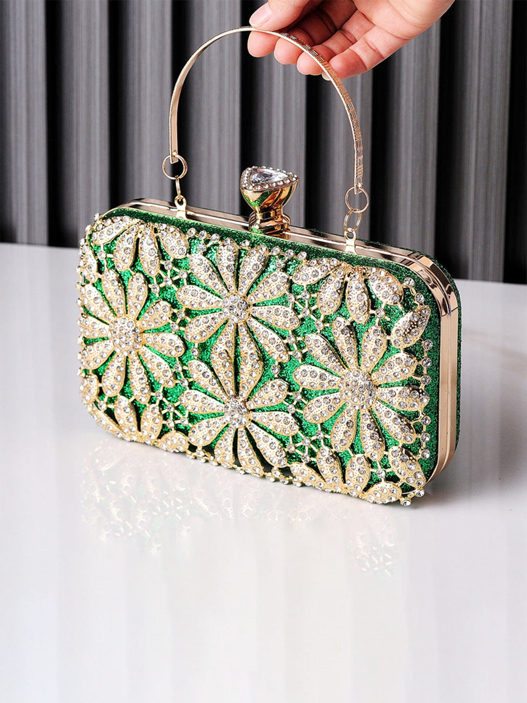 Flower Rhinestone Dress Bag Handheld