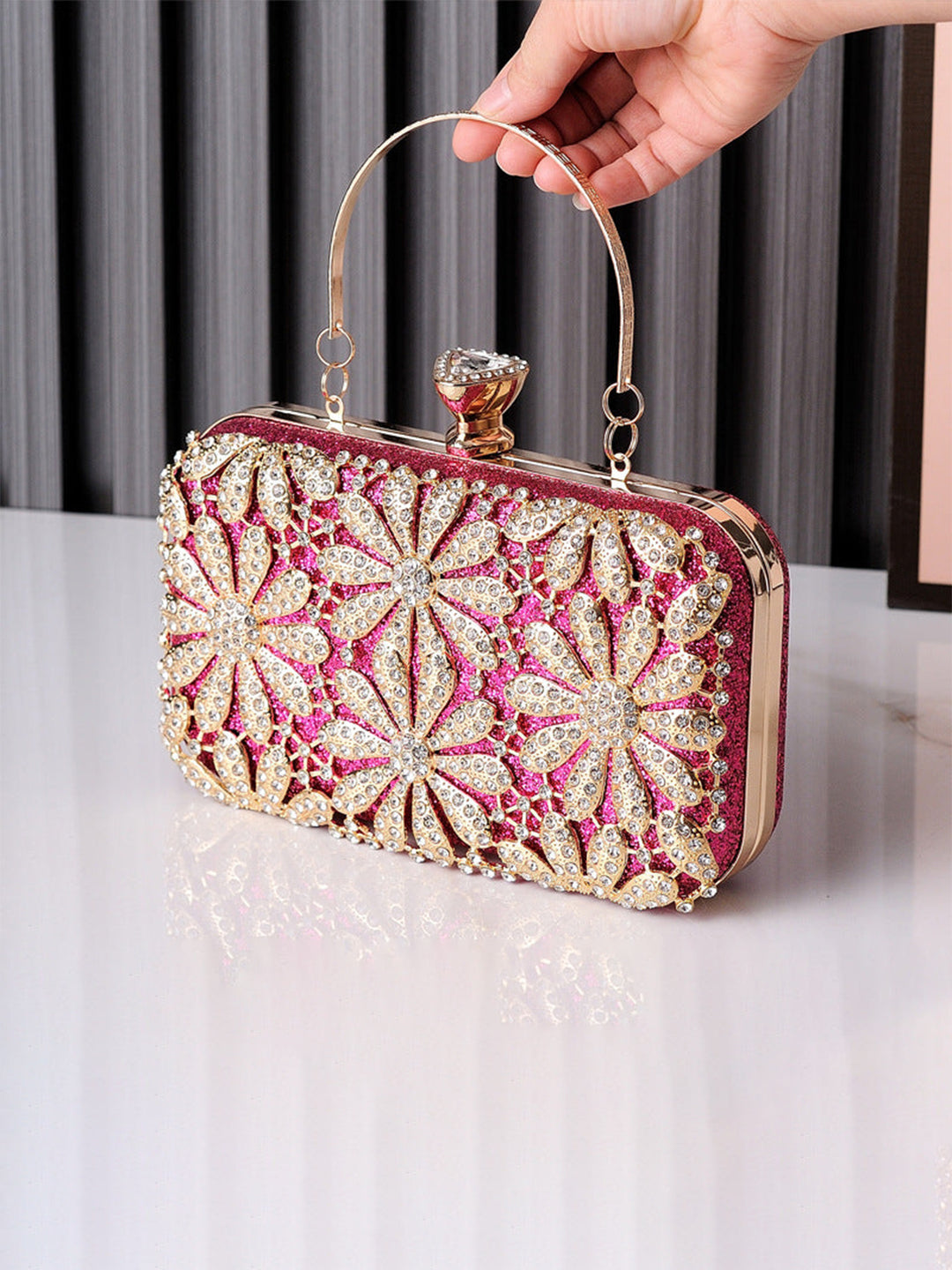 Flower Rhinestone Dress Bag Handheld