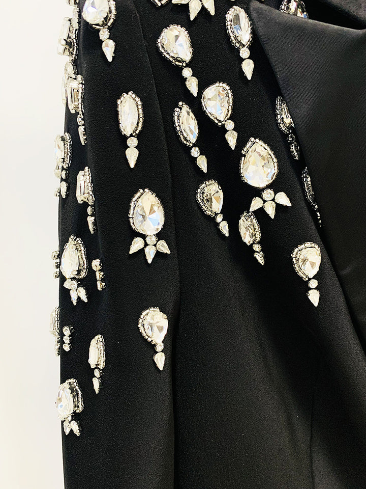 Alice's Gorgeous Heavy-duty Beaded Diamond-embellished Slim Long Blazer