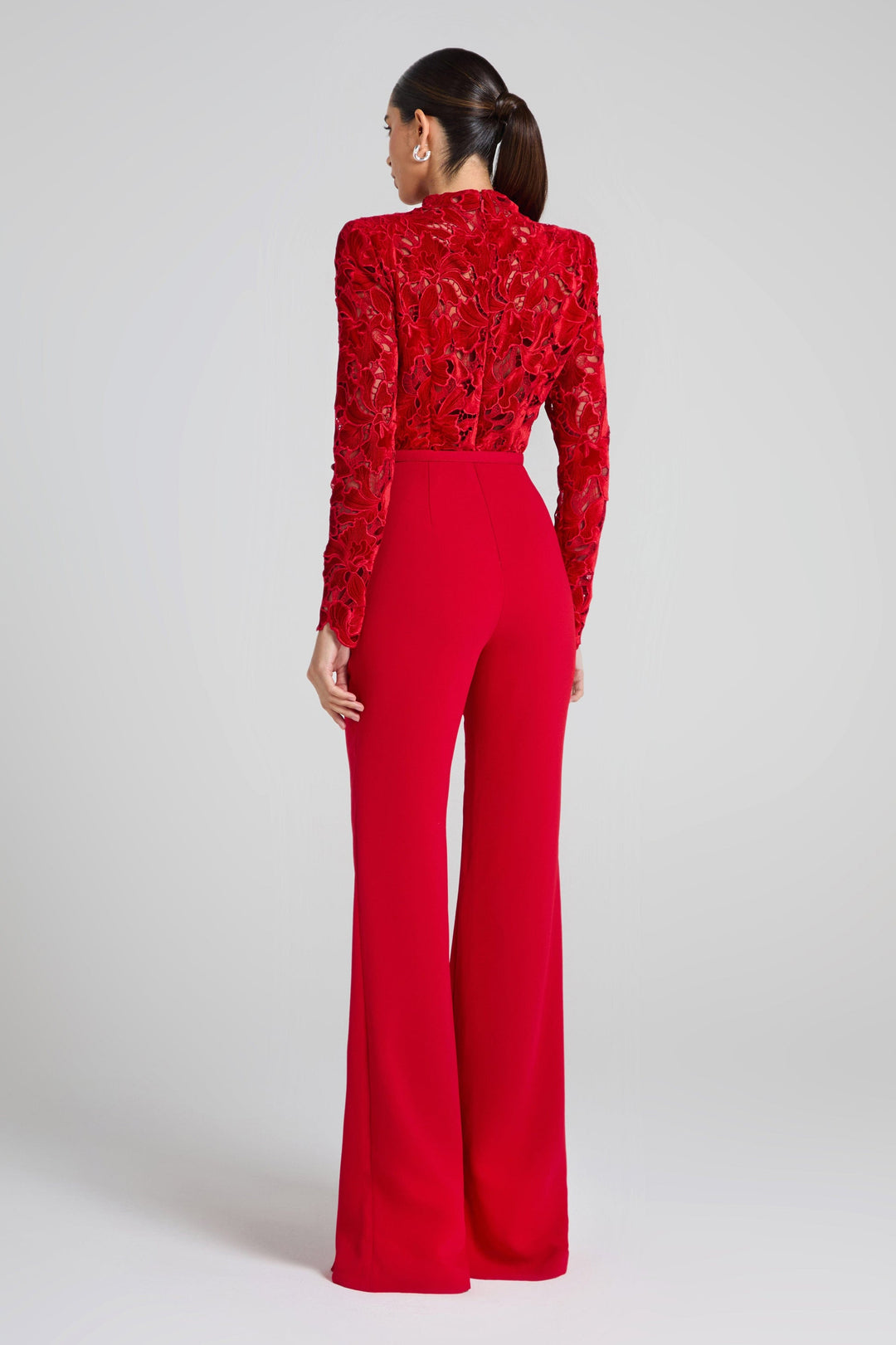 Embroidered Red Jumpsuit