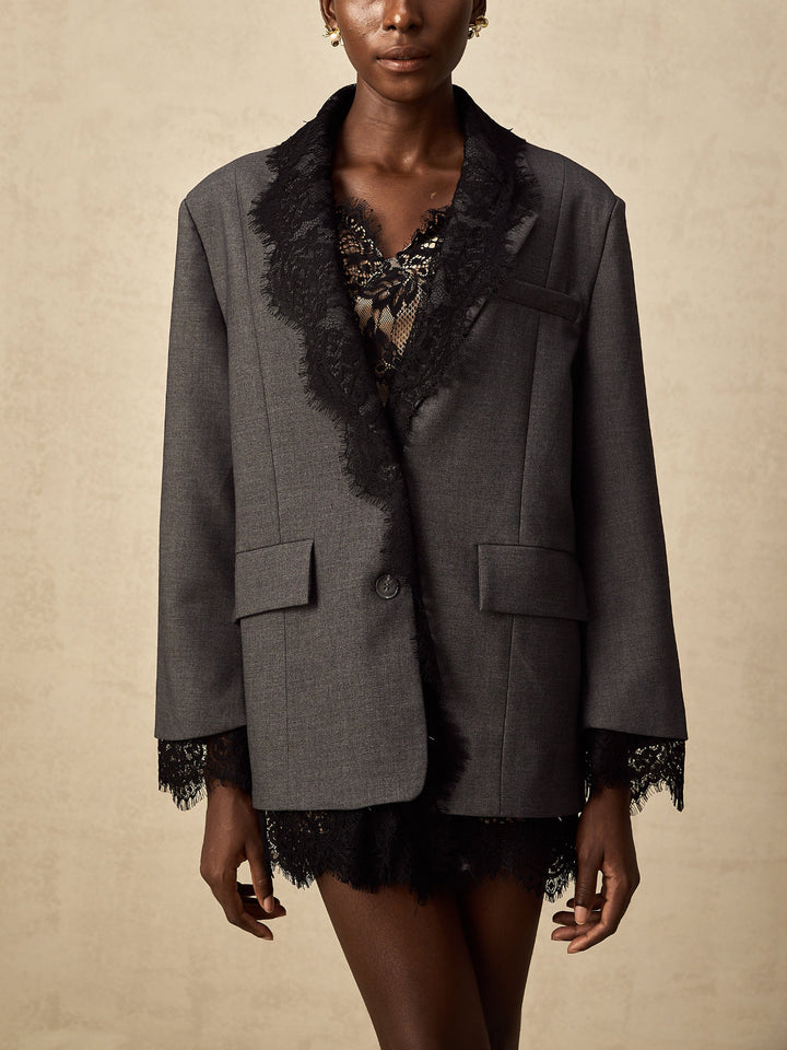 Lace Spliced Blazer