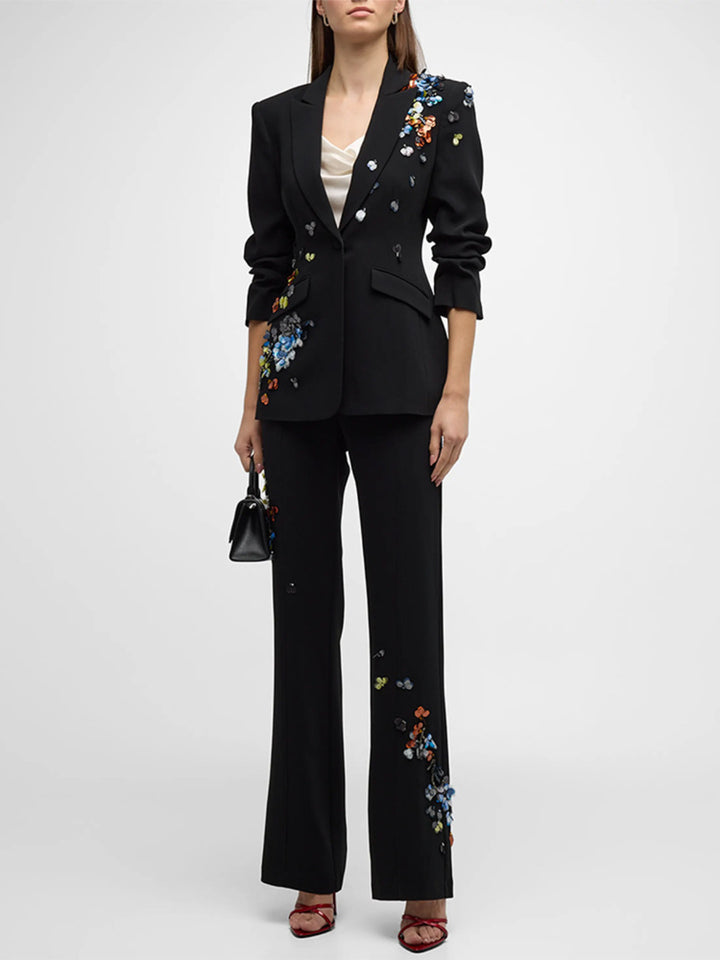 Temperament Sequined Floral Suit Two-piece Set