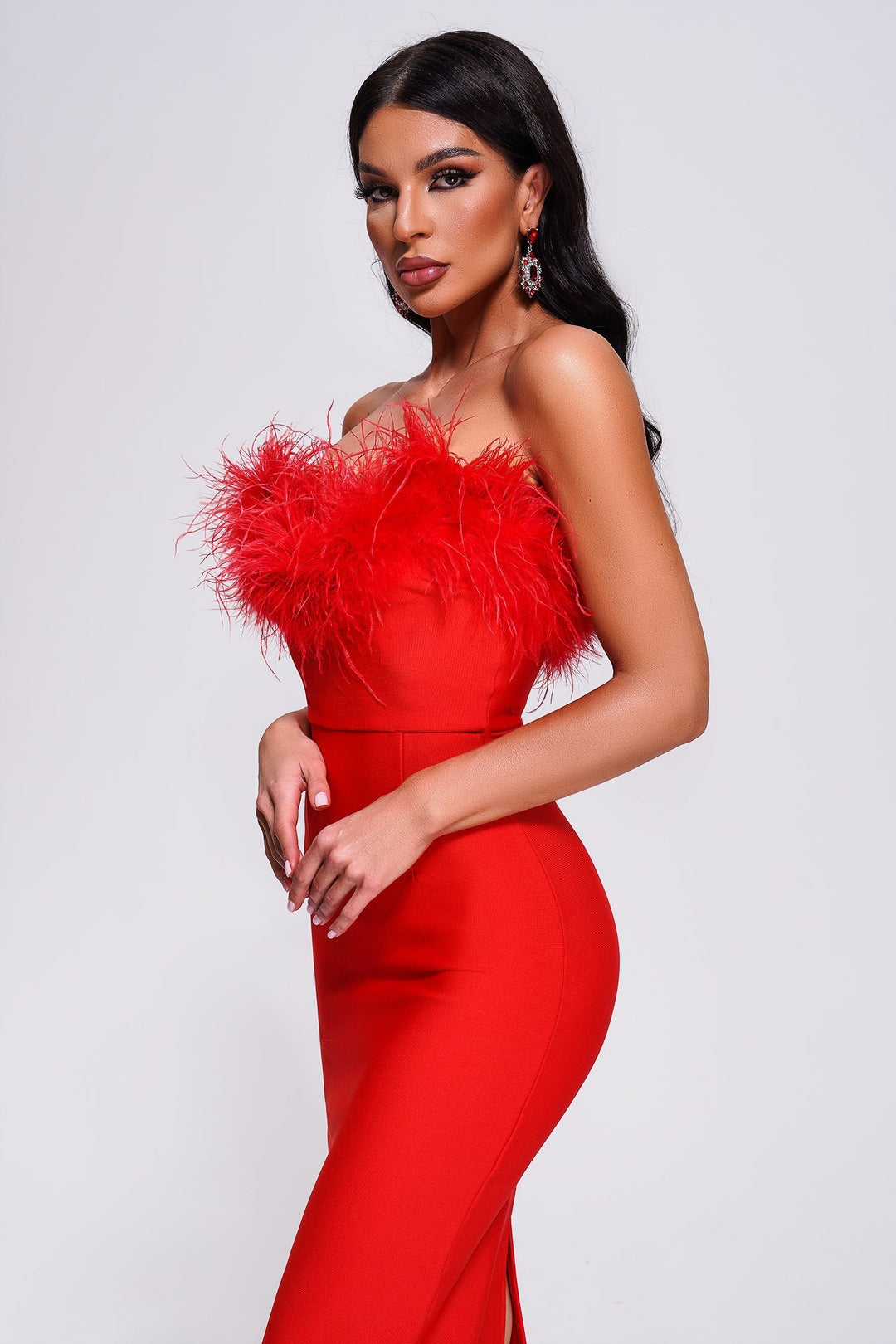 Hilda Feather Maxi Bandage Dress