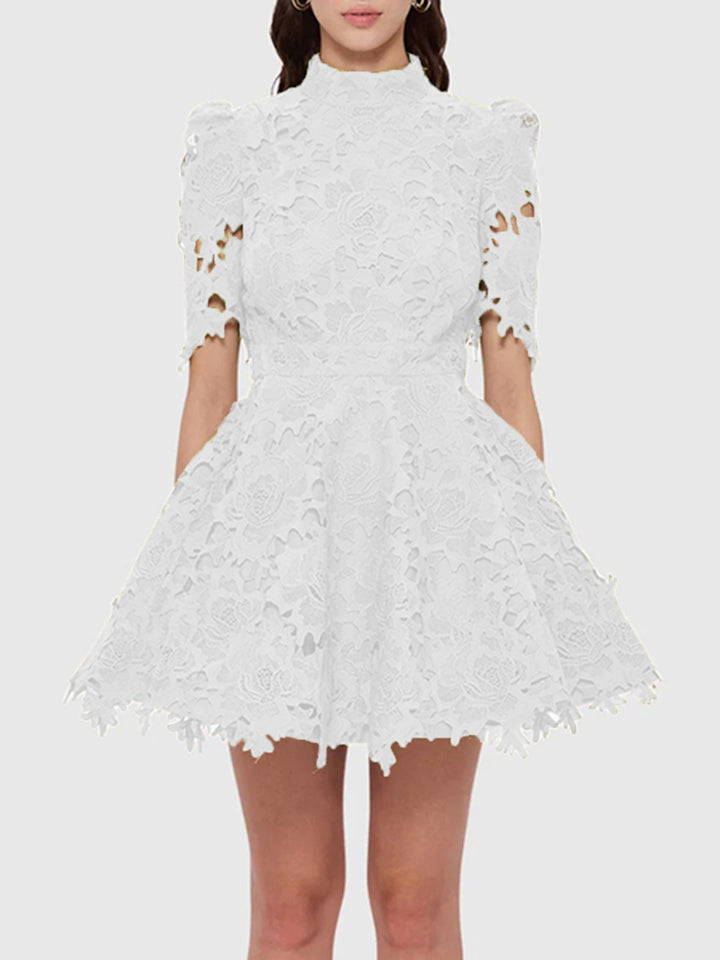 Elegant Stitched Lace Mini Dress