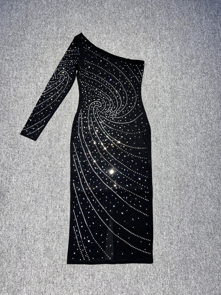 Hot Diamond Black Midi Dress