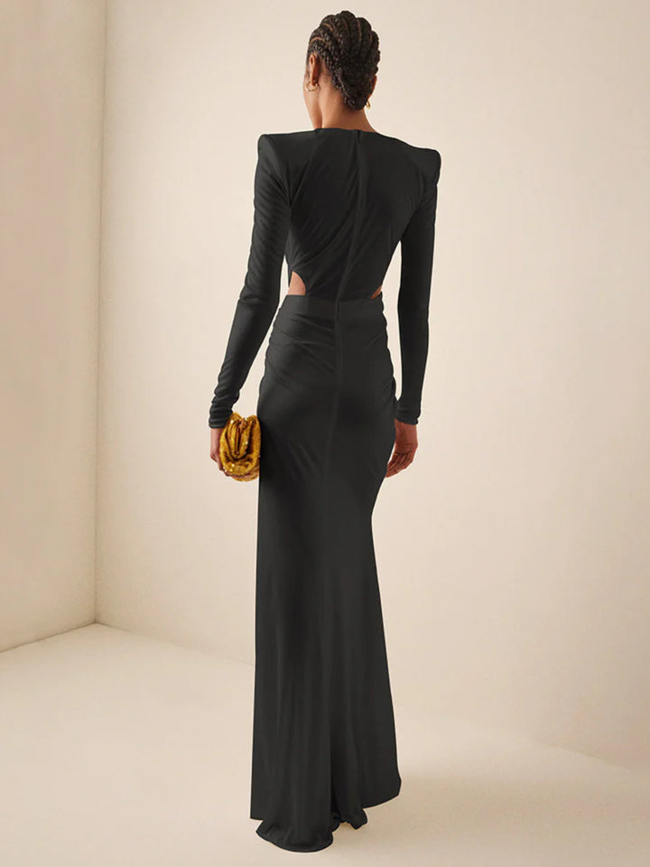 Elegant Long-sleeved Hollow Dress