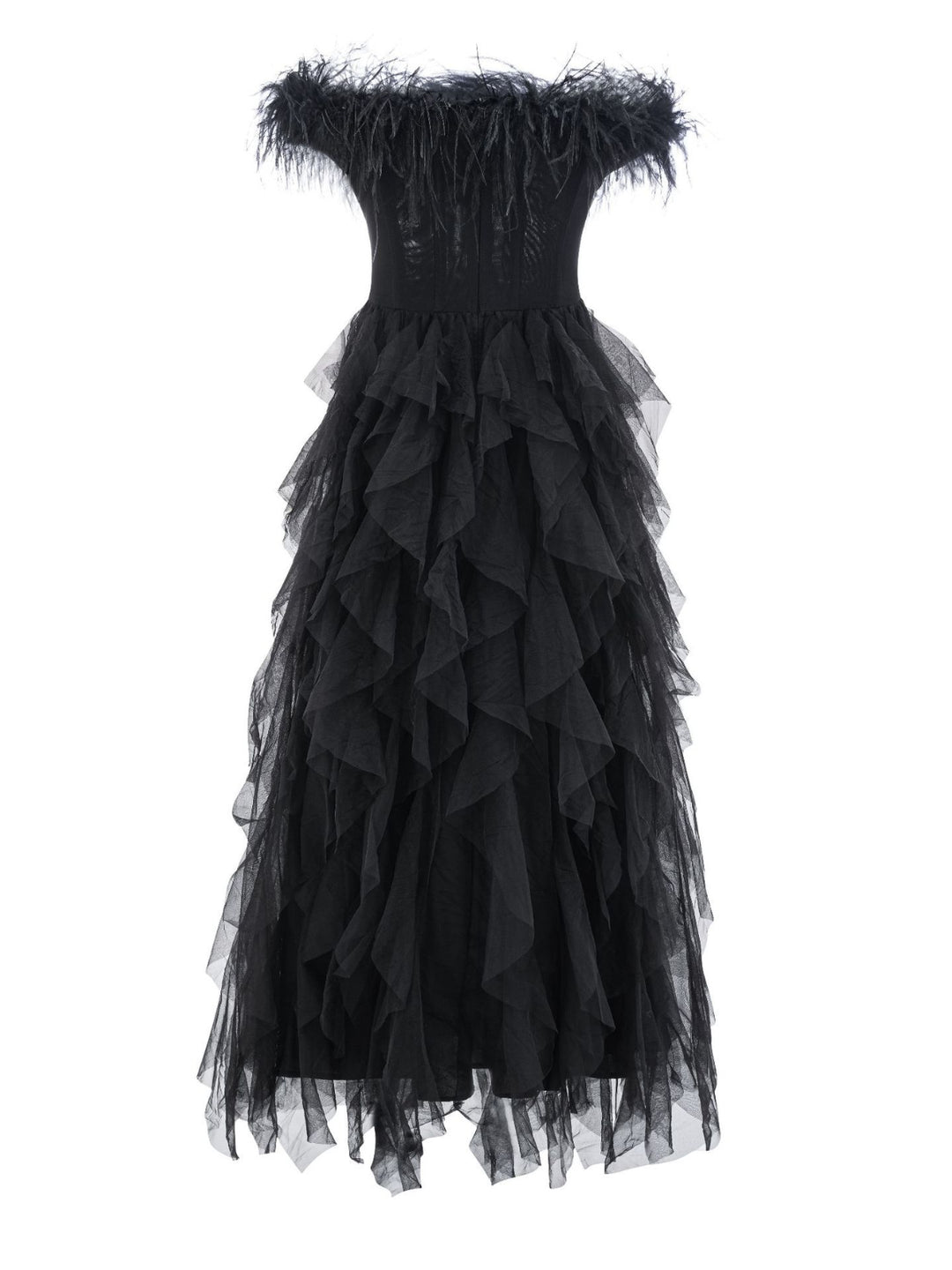 Jennifer Mesh Fabric Feather Dress