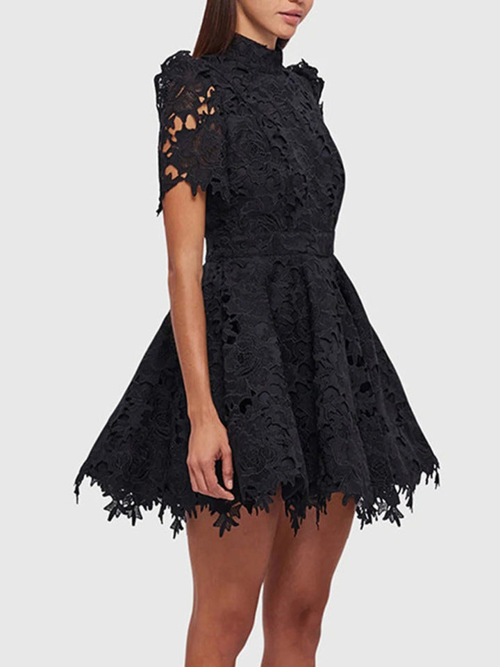 Elegant Stitched Lace Mini Dress