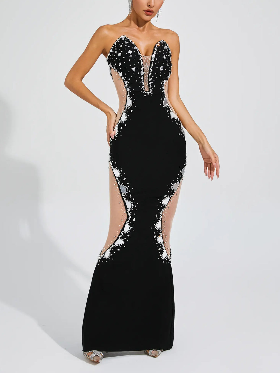 Scarlett Black Beaded Hollow Dress