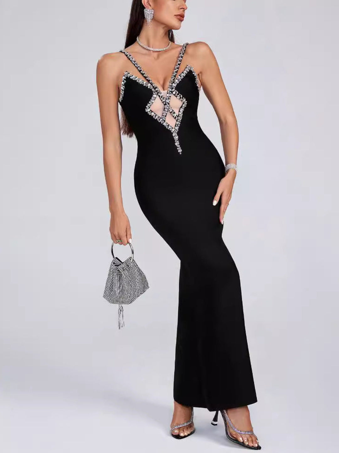 Temperament-ordered Diamond Suspender Dress