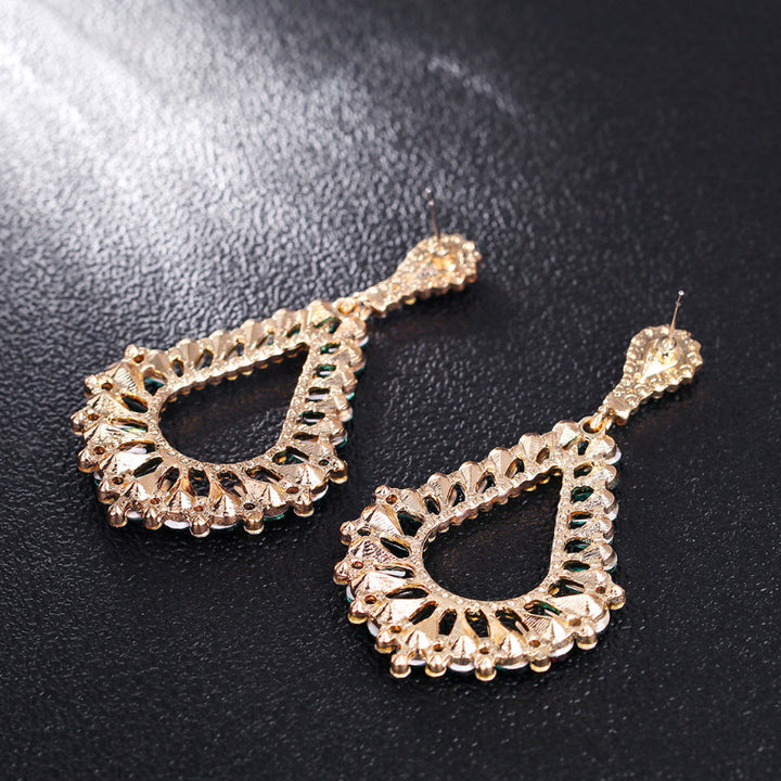 Vintage Diamond-encrusted Hollow Earrings