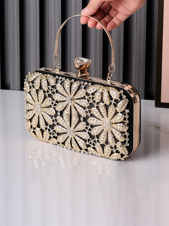 Flower Rhinestone Dress Bag Handheld