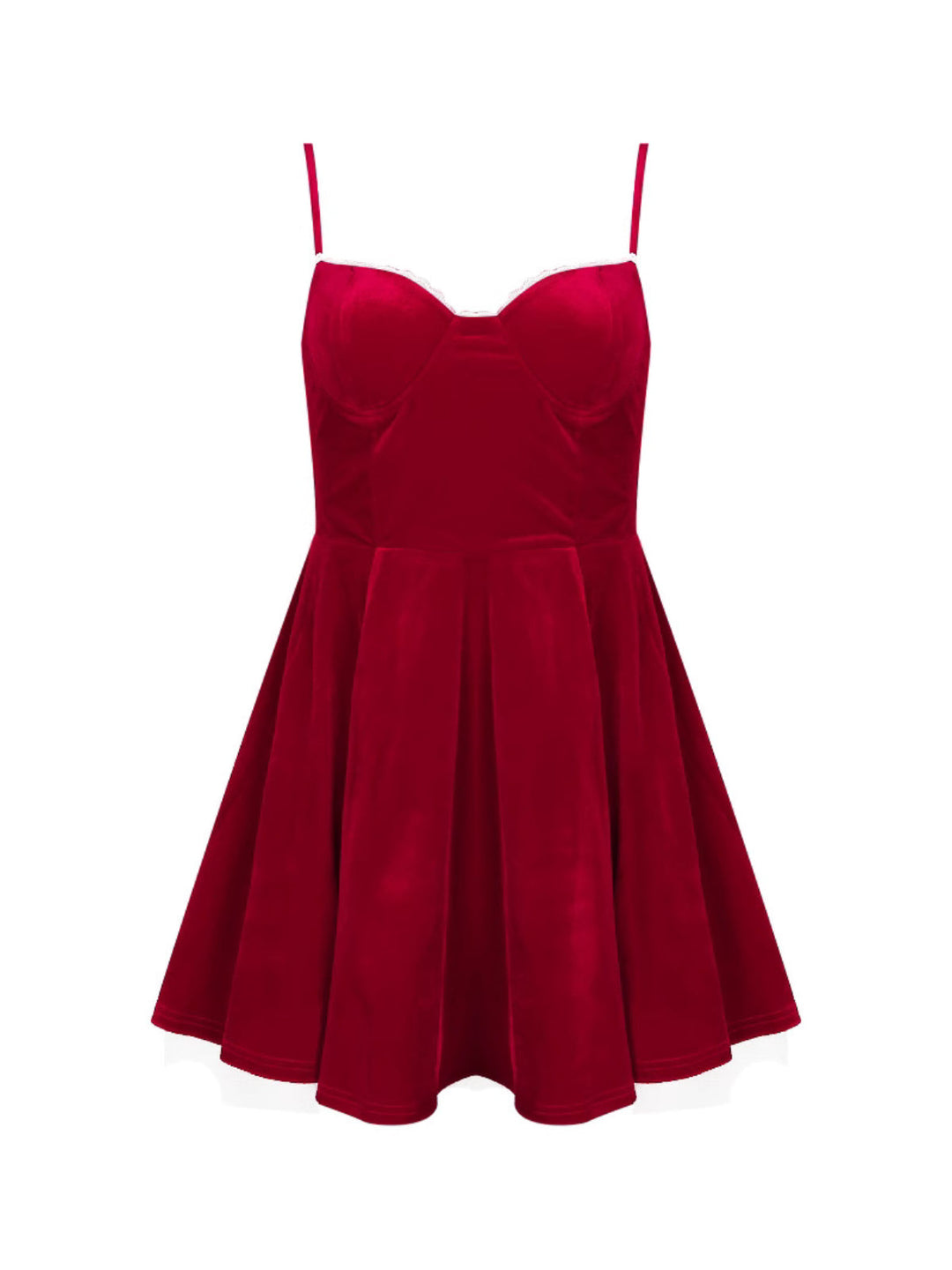 Red Velvet Suspender Mesh Mini Dress