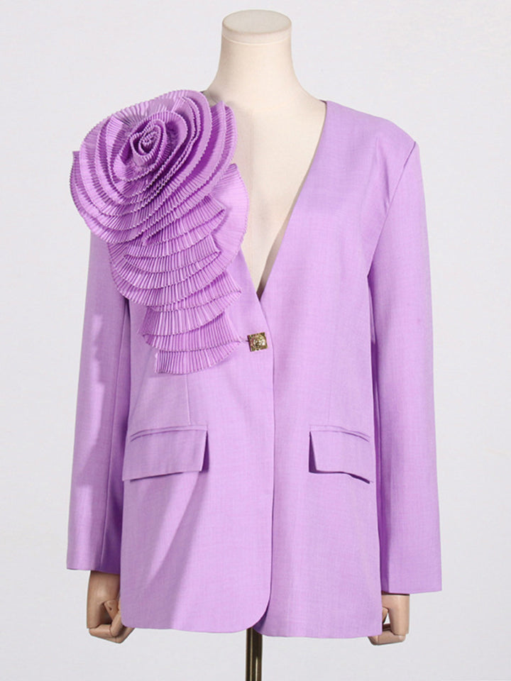 3D Flower V-neck Blazer