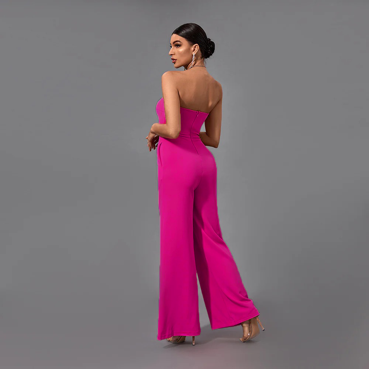 Temperament Solid Color Tube Top Jumpsuit