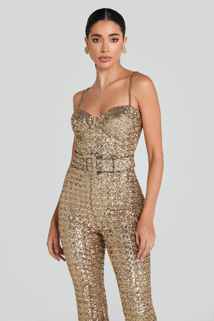 Temperament Sequined Suspender Jumpsuit