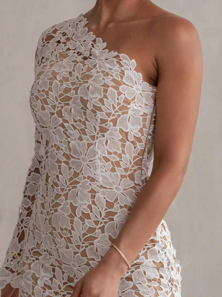 White Lace Shoulder Maxi Dress