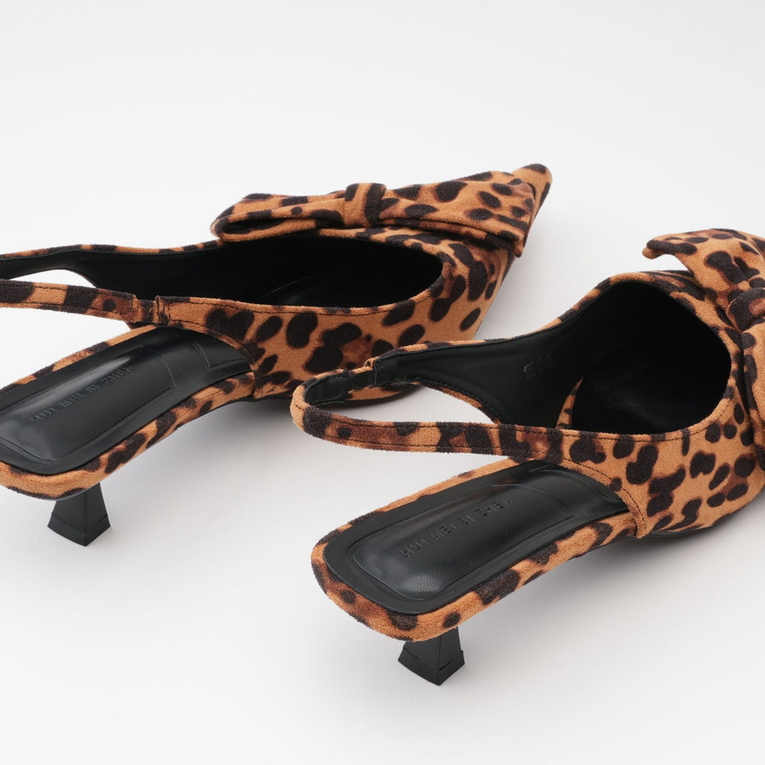 Leopard Bow Pointed Sandals