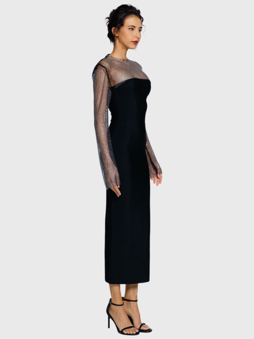 Black Diamond Mesh Maxi Dress