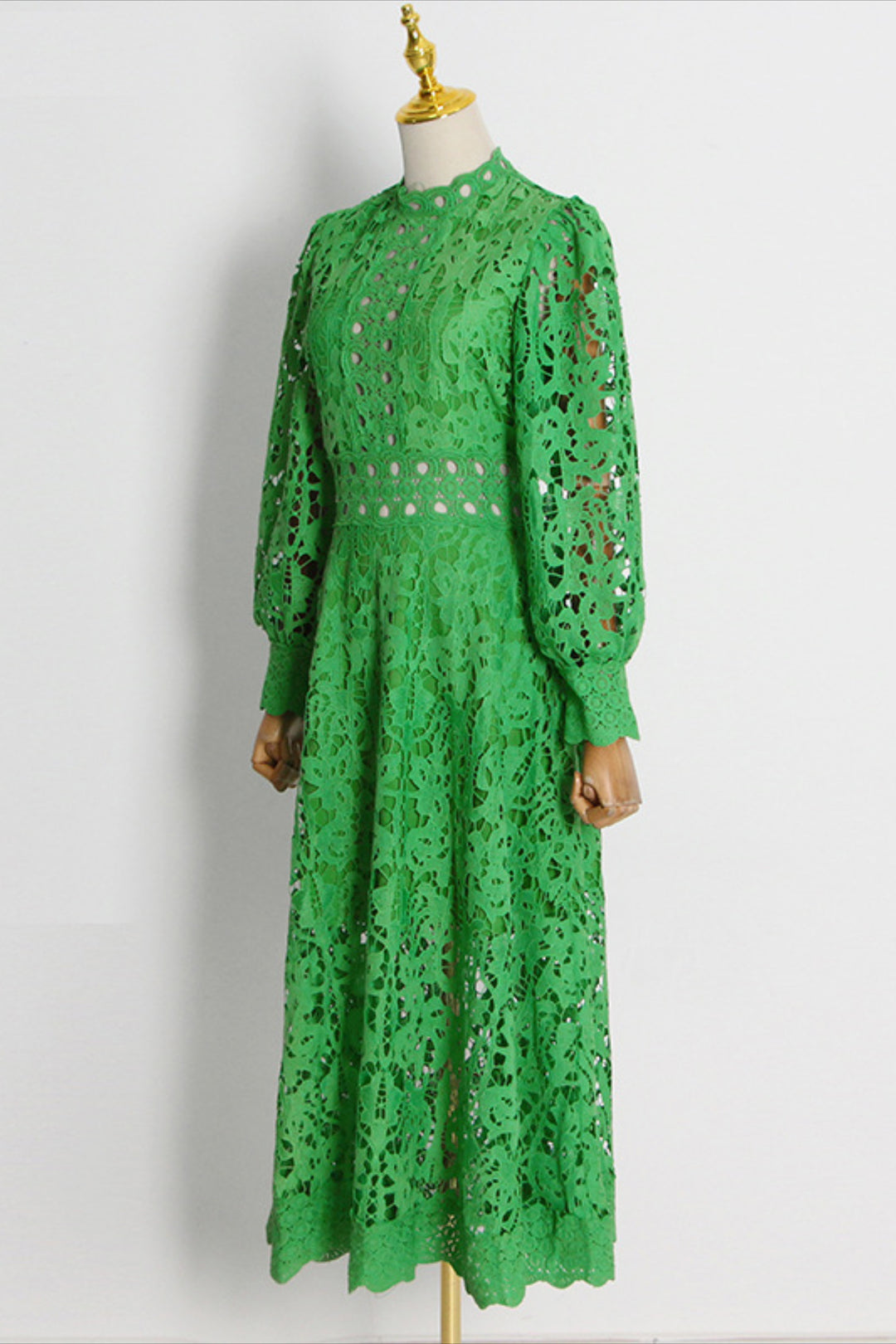 Kenzie Green Lace Cutout Maxi Dress