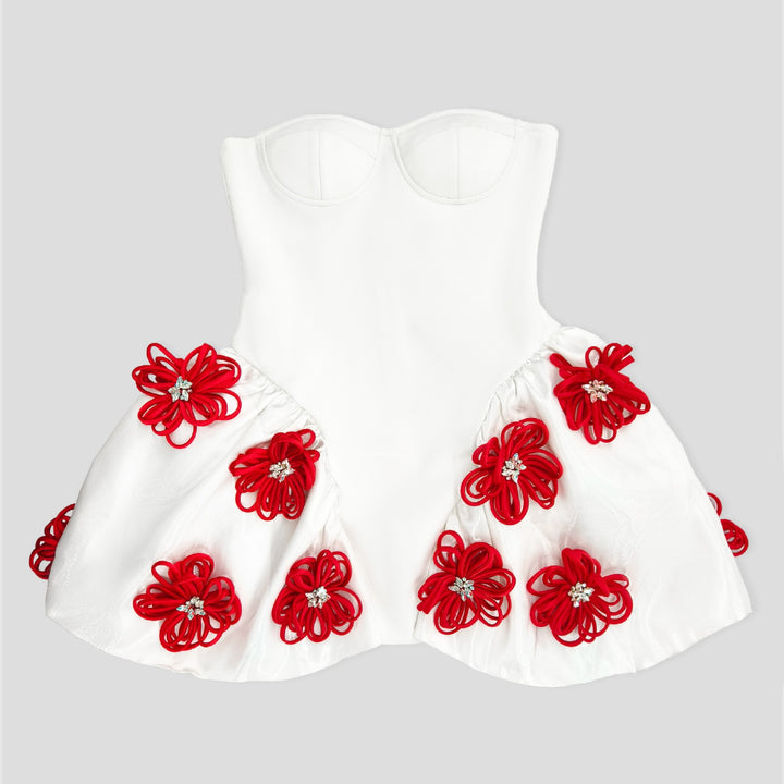 Tube Top Flower Bandage Mini Dress