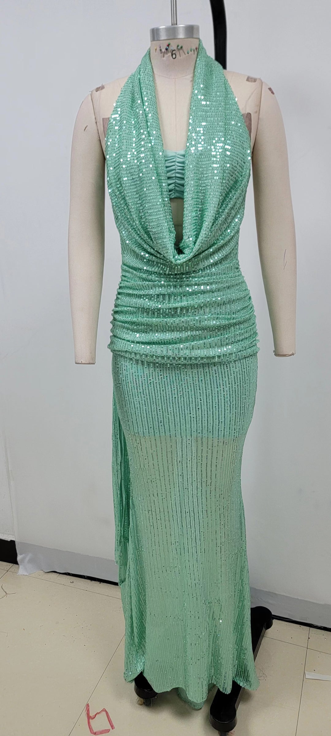 Temperament Sequined Fishtail Maxi Dress